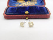 Pair of Sterling Silver Crescent Moon Form Stud Earrings Vintage c1970