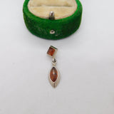 Sterling Silver Baltic Amber Drop Charm Pendant Vintage c1970