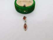 Sterling Silver Baltic Amber Drop Charm Pendant Vintage c1970