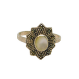 Sterling Silver Mother Of Pearl & Marcasite Art Deco Ring Antique c1930 Size Q
