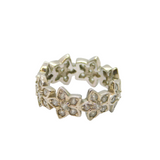 Sterling Silver CZ Flowers Band Dress Ring Contemporary c2000 Size I