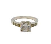 Sterling Silver 7 Cubic Zirconia Dress Band Ring Modern c2000 Size M