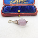 Sterling Silver and Purple Glass Charm Pendant Vintage c1970
