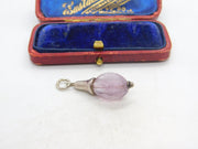 Sterling Silver and Purple Glass Charm Pendant Vintage c1970