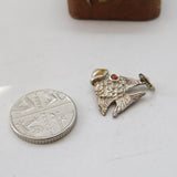 Sterling Silver Fish with Pearl in Mouth Charm Pendant Vintage c1970