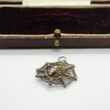 Sterling Silver Spider in her Web Charm Pendant Vintage c1970