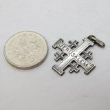 Sterling Silver Jerusalem Cross Charm Pendant Vintage c1970s