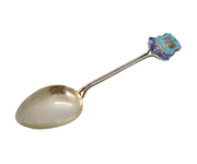 Sterling Silver Enamel Alnwick Souvenir Teaspoon Antique 1919 Birmingham