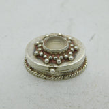 Sterling Silver & Moonstone Set Small Pill Box Vintage c1970s