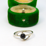 Sterling Silver Round Black Onyx Studio Style Ring Vintage c1970 Size O