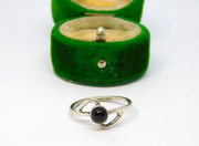 Sterling Silver Round Black Onyx Studio Style Ring Vintage c1970 Size O