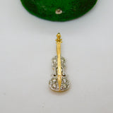 Sterling Silver Gilt & Spinel Set Violin Form Drop Pendant Vintage c1980