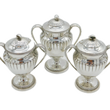 George III Sterling Silver Set of Pedestal Condiment Pots Antique Robert Garrard