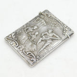 Edwardian Sterling Silver Regency Scene Card Case Antique 1904 Birmingham