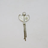 Sterling Silver Black & White Enamel Diamond Set Pendant Vintage c1990