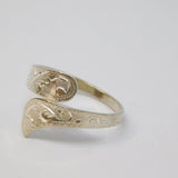 Sterling Silver Patterned Crossover Band Ring Vintage c1970 Size O