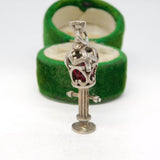 Sterling Silver Glass Set Street Light Charm Pendant Vintage c1970