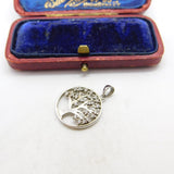 Sterling Silver Tree of Life with Diamante Leaves Charm Pendant Vintage c1970