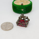 Base Metal & Resin Chess Board Style Fob Charm Pendant Vintage c1970