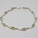 Sterling Silver & White Topaz Wave Pattern Tennis Bracelet Vintage c1970