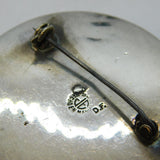 Taxco Mexican Sterling Silver & Jade Circular Dress Brooch Vintage 'DF'