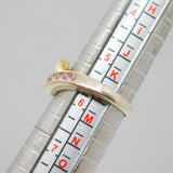 Sterling Silver Multi Lavender & Pink CZ Crossover Ring Modern c1990 Size L