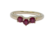 Sterling Silver 3 Pink Topaz Wishbone Dress Ring Vintage c1970 Size N