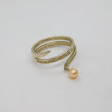 Sterling Silver Spinel & Pearl Wrap Around Dress Ring Modern c1990 Size S 1/2