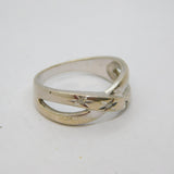 Sterling Silver Triple Diamond Crossover Dress Ring Vintage c1970 Size P 1/2