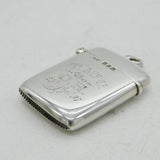 Victorian Sterling Silver Engraved Vesta Case Antique 1896 Birmingham