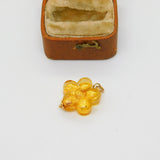 9ct Yellow Gold Carved Yellow Murano Glass Floral Charm Pendant Vintage c2000