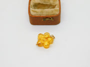 9ct Yellow Gold Carved Yellow Murano Glass Floral Charm Pendant Vintage c2000