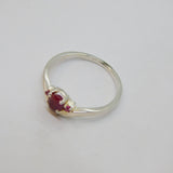 Sterling Silver 3 Ruby Wishbone Style Dress Band Ring Vintage c1970 Size N