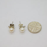Pair of Sterling Silver Pearl Set Novelty Cat Ears Stud Earrings Vintage c1970