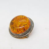 Sterling Silver Mounted Baltic Amber Brooch Pin Vintage c1970