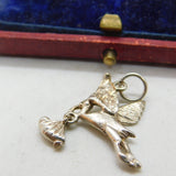 Sterling Silver Stork Delivering Baby Charm Pendant Vintage c1970