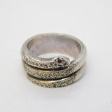 Art Deco Sterling Silver, Marcasite & Garnet Coiled Snake Dress Ring Antique
