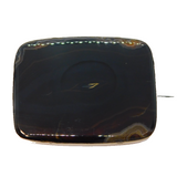 Sterling Silver Banded Black Agate Large Brooch Art Deco Antique c1930