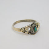 Sterling Silver Shell Set Swirl Pattern Dress Ring Vintage c1970 Size N 1/2