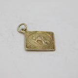 Sterling Silver Offset Square St Christopher Travel Charm Pendant Vintage c1970s