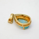 9ct Yellow Gold, Pear-Cut Topaz & Diamond Drop Pendant Vintage c1970