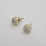 Pair of Sterling Silver Cabochon Moonstone Round Stud Earrings Modern c2000