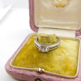Sterling Silver Ring With Diamond Paste Gemstones Vintage c1970 Size P
