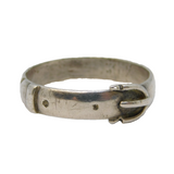 Victorian Sterling Silver Buckle Sweetheart Ring Antique c1890s Size L UK