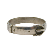 Victorian Sterling Silver Buckle Sweetheart Ring Antique c1890s Size L UK
