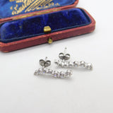 Pair of Sterling Silver Diamond Paste Swirl Form Stud Earrings Vintage c1970