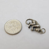 Sterling Silver Monkey Eating Banana Charm Pendant Vintage c1970s