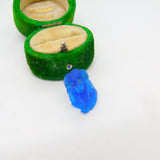 Czech Deep Blue Glass Dachshund Dog Cracker Cat Charm Antique c1920 Deco