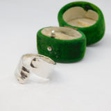 Sterling Silver Open Planished Wide Crossover Ring Vintage c1970 Size P 1/2