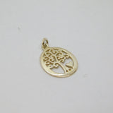 Sterling Silver Oval Tree Of Life & Heart Charm Pendant Contemporary c1990s